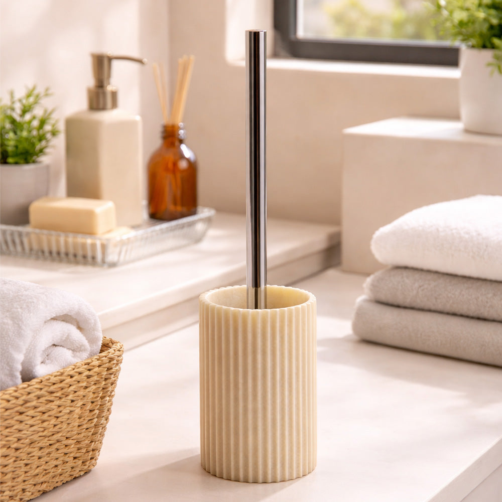 Ridge Toilet Brush - Marbled Ivory