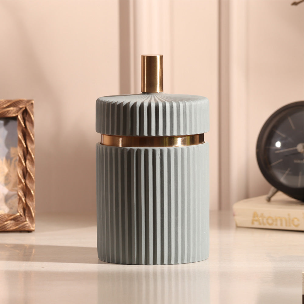 Ridge Decorative Jar - Grey