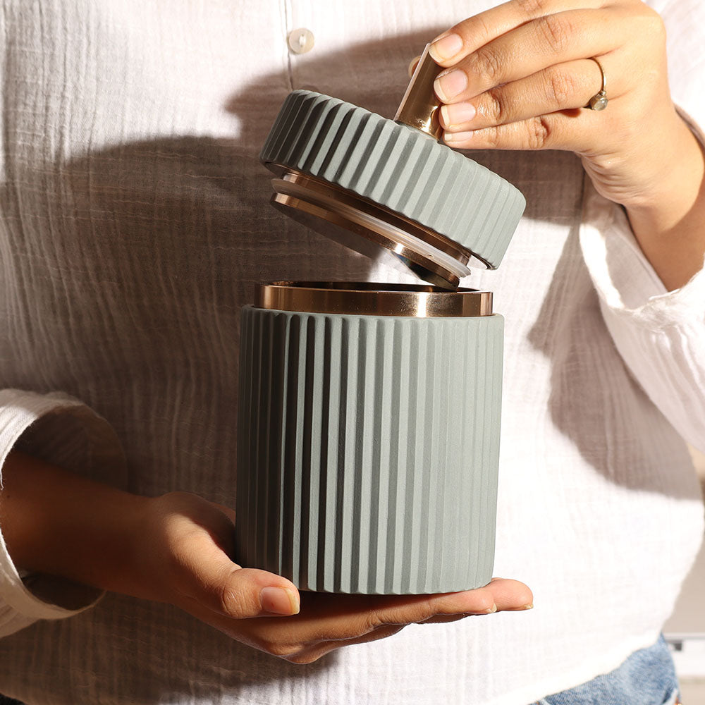 Ridge Decorative Jar - Grey