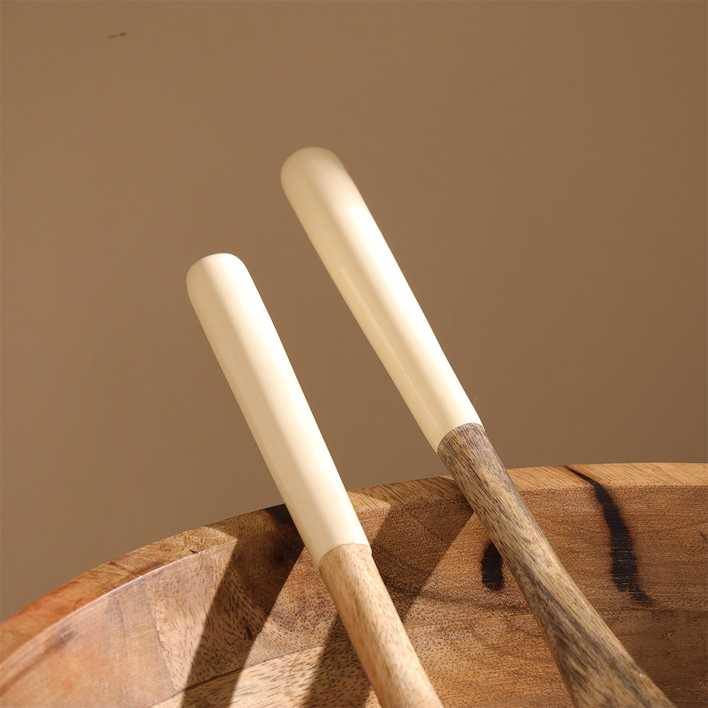 Riko Mango Wood Serving Set - Cream