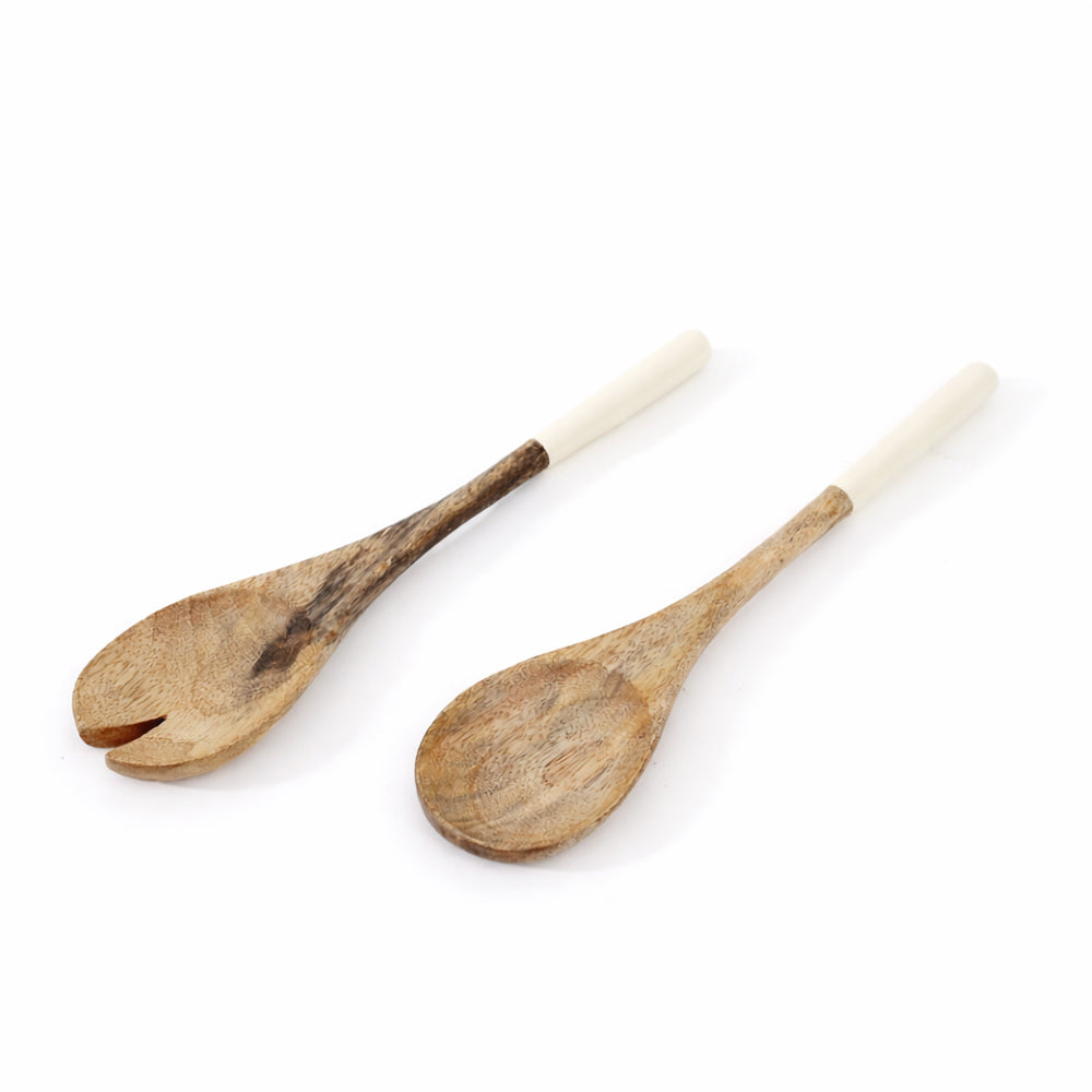 Riko Mango Wood Serving Set - Cream