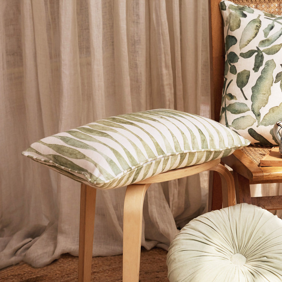 Ripple Rectangular Linen Cushion Cover 50x35cm - Sage