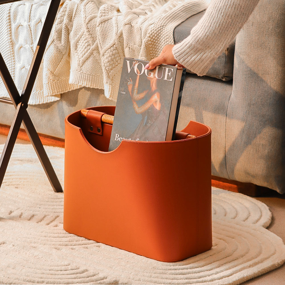 Beacon Magazine Holder with Handle - Auburn Natural