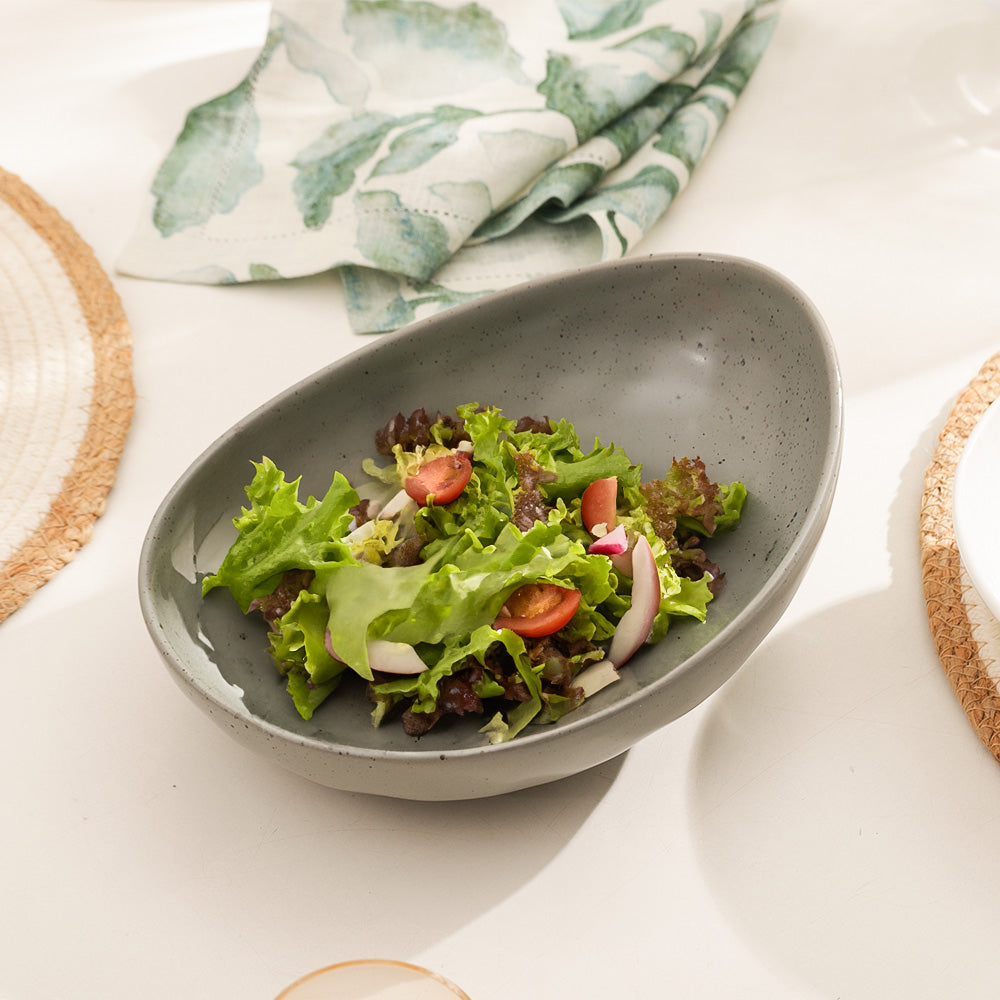 Roya Shallow Medium Bowl - Speckled Grey