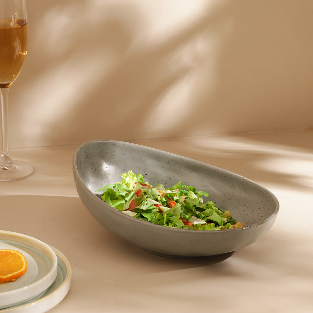 Roya Shallow Medium Bowl - Speckled Grey