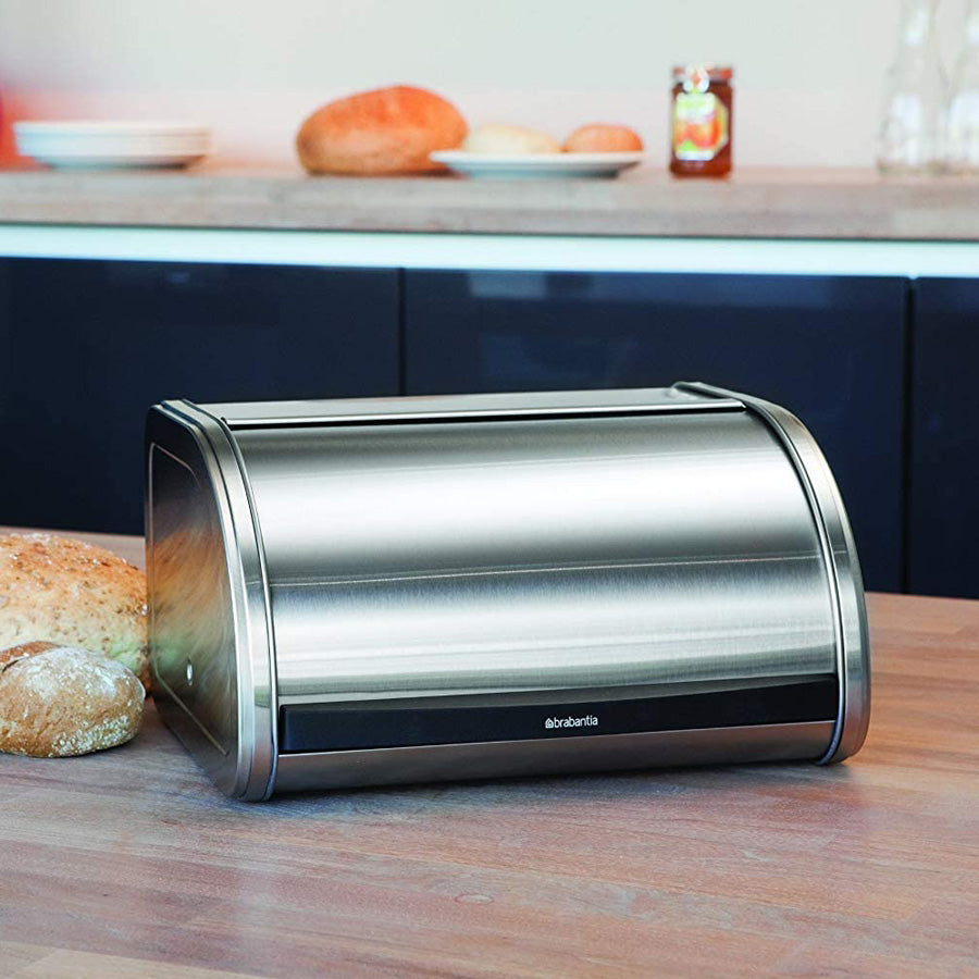 Roll Top Bread Bin Medium - Matte Steel