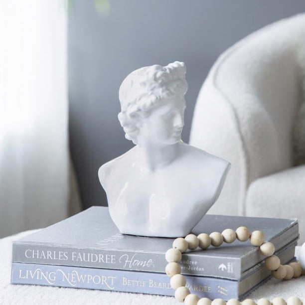 Roman Bust Sculpture Medium - White