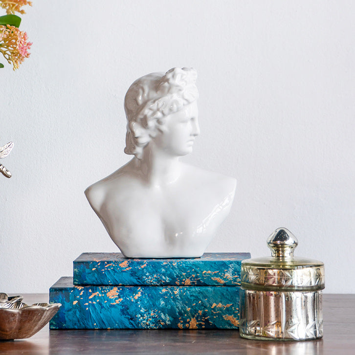 Roman Bust Sculpture Medium - White