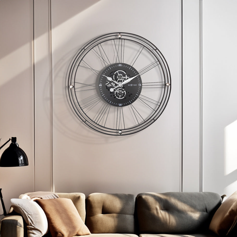 Roman Gear Wall Clock 90cm - Steel