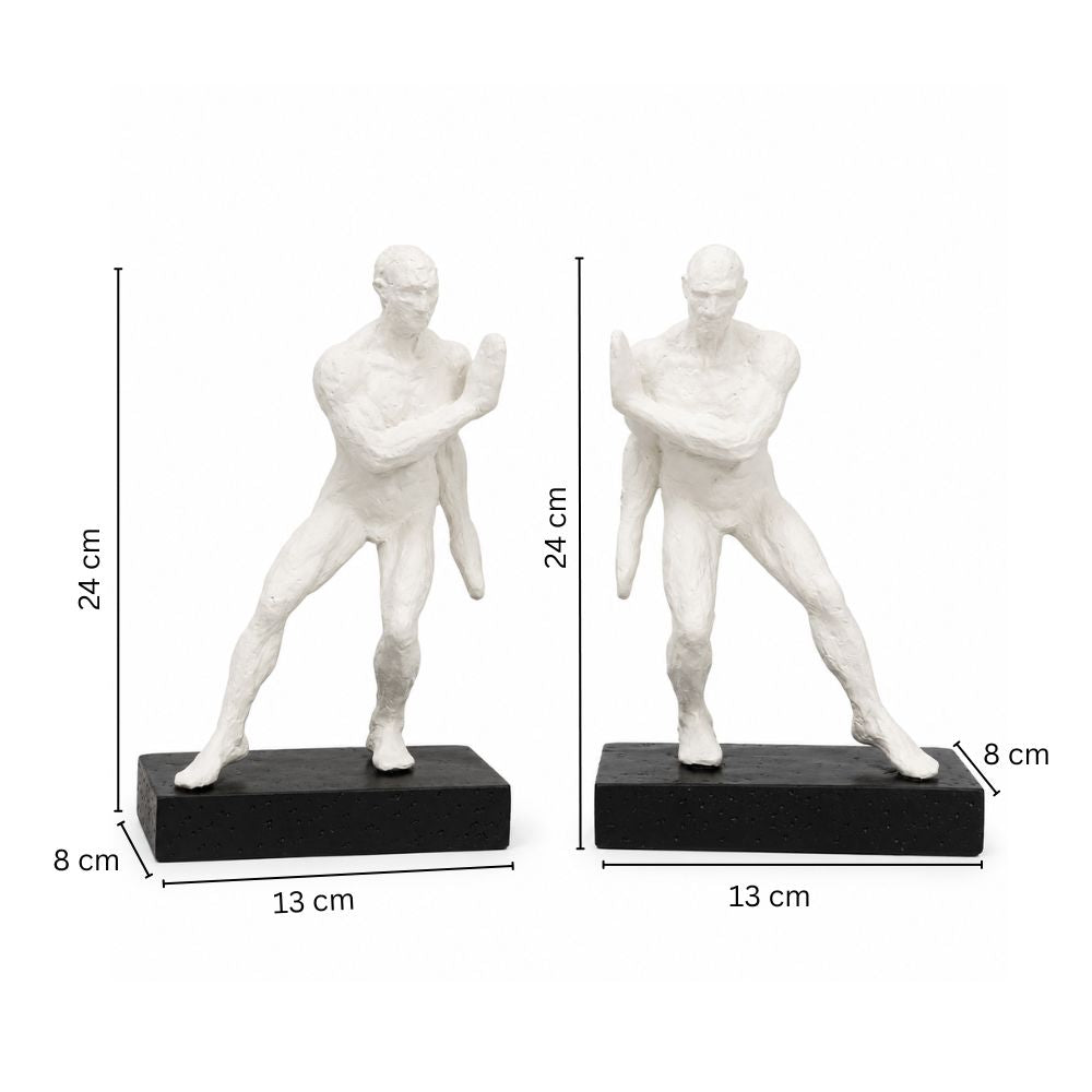 Roman Men Bookends, Set of 2 - White