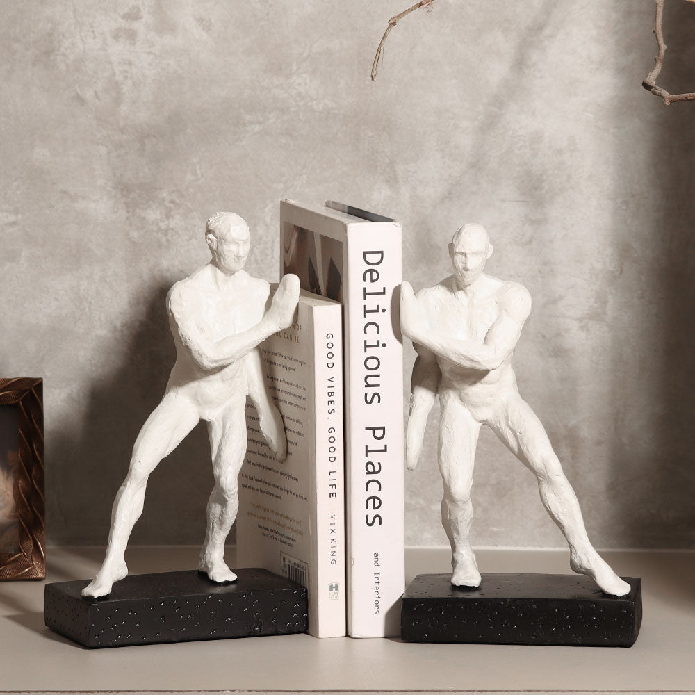 Roman Men Bookends, Set of 2 - White