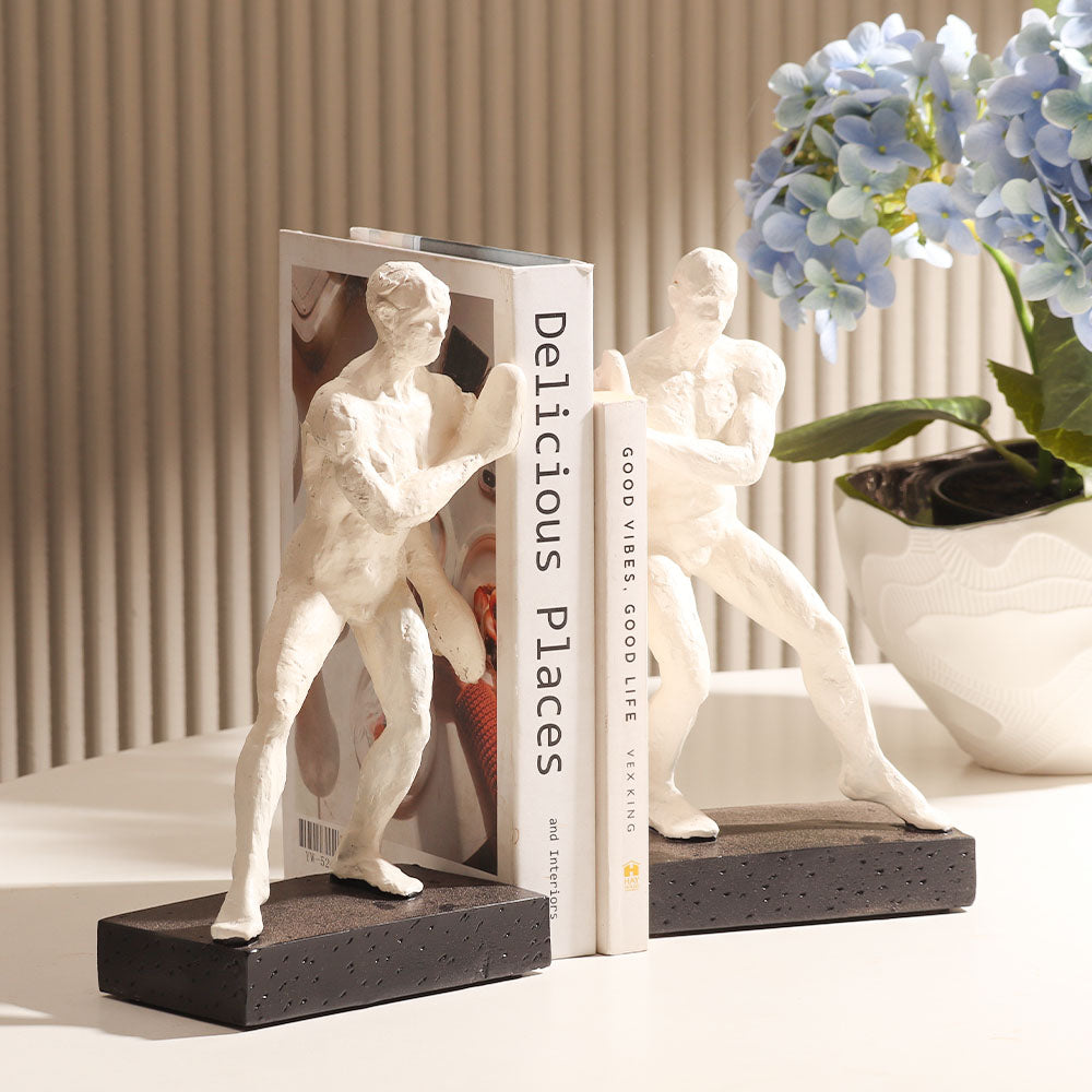 Roman Men Bookends, Set of 2 - White