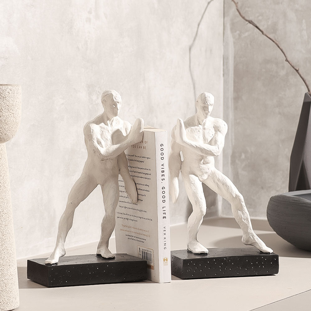 Roman Men Bookends, Set of 2 - White