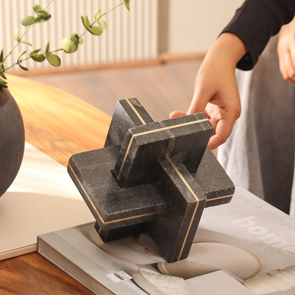 Rosen Knot Marble Sculpture - Black Gold