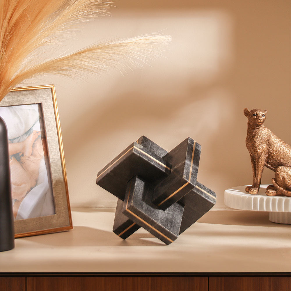 Rosen Knot Marble Sculpture - Black Gold