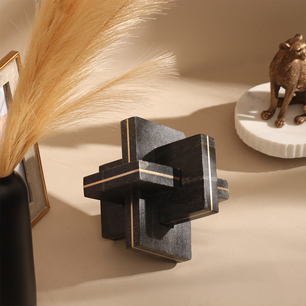 Rosen Knot Marble Sculpture - Black Gold