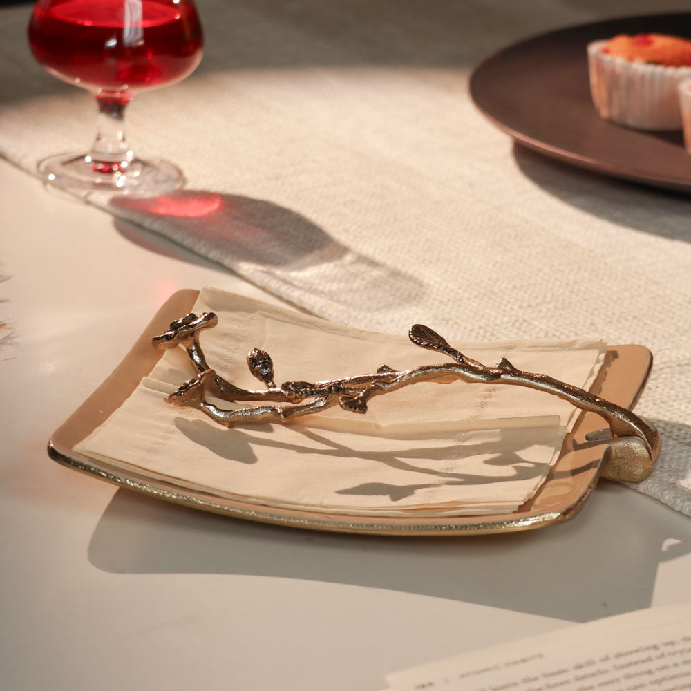 Rosette Weighted Napkin Holder - Metallic White