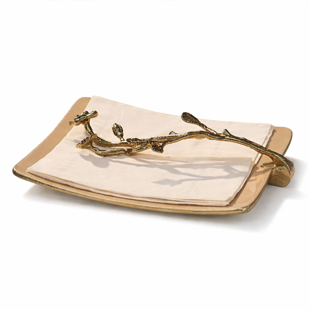 Rosette Weighted Napkin Holder - Metallic White