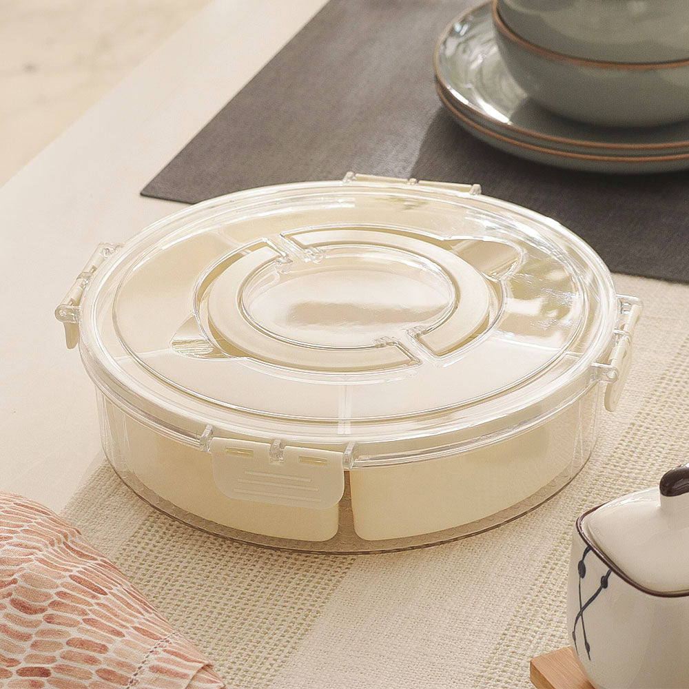 Round Spice Storage Box with Lid - Cream