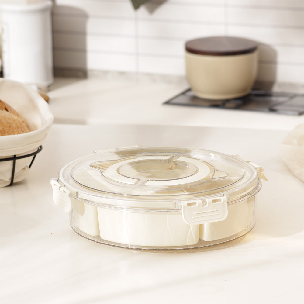 Round Spice Storage Box with Lid - Cream