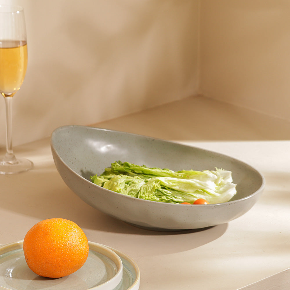 Roya Shallow Large Bowl - Speckled Grey