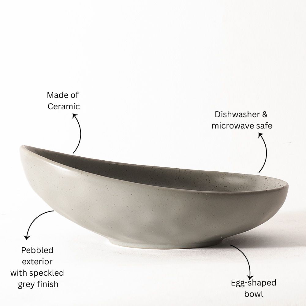 Roya Shallow Large Bowl - Speckled Grey