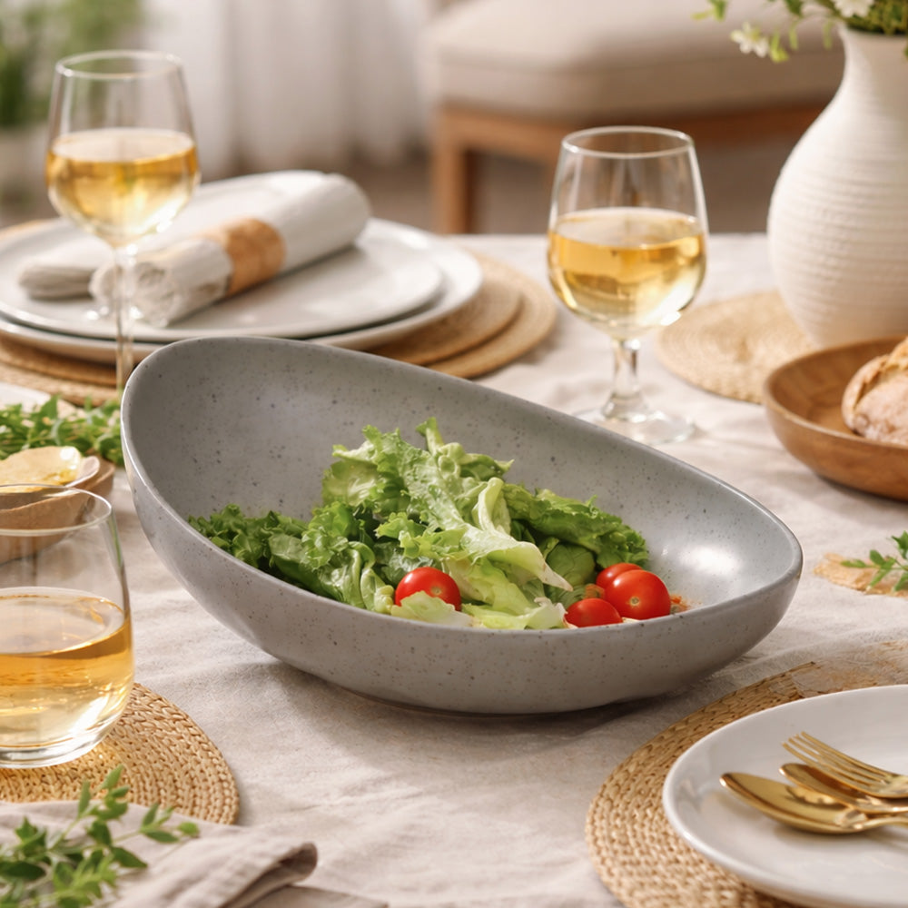 Roya Shallow Large Bowl - Speckled Grey