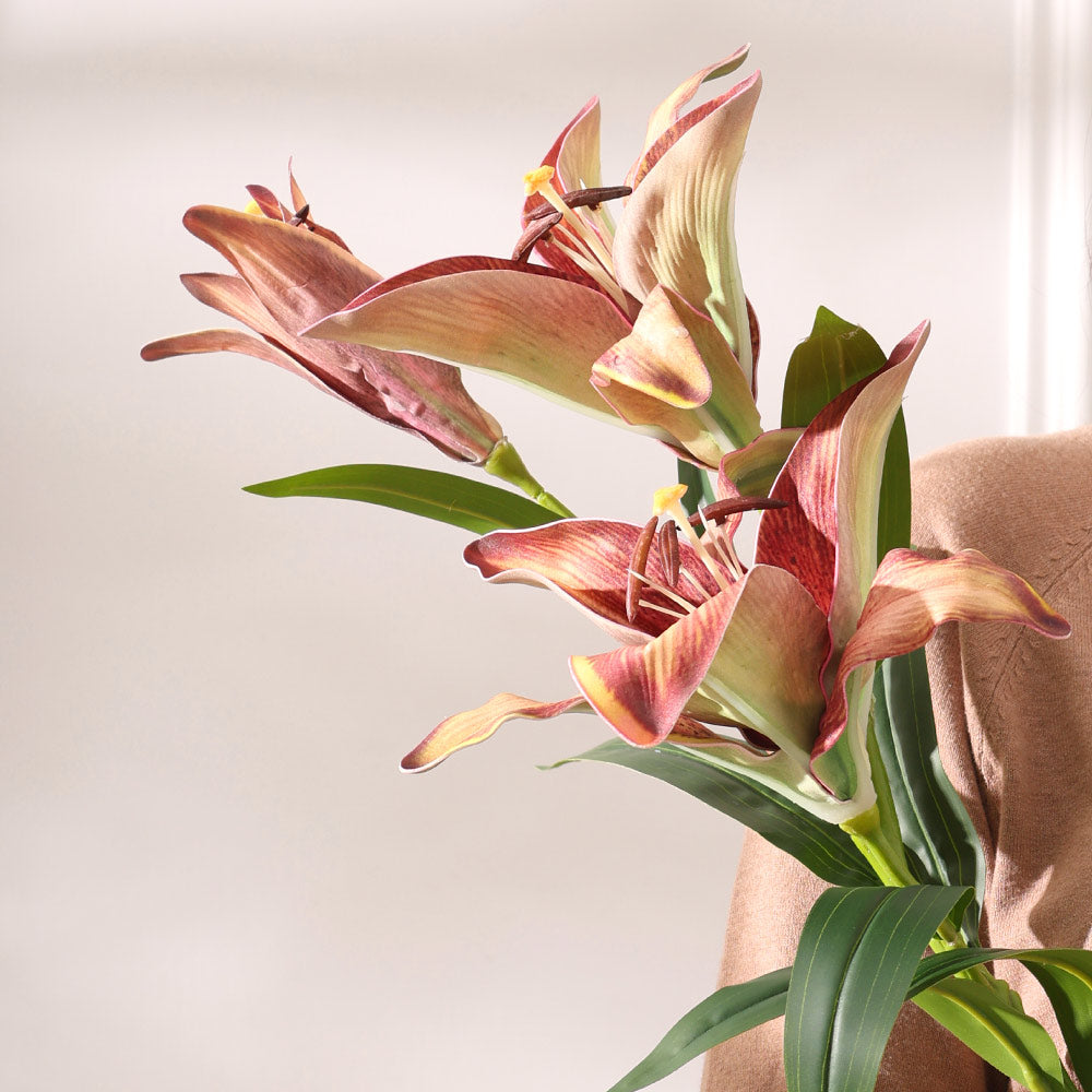 Royal Lily Faux Stem - Burgundy Sunrise