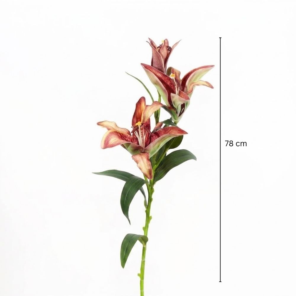 Royal Lily Faux Stem - Burgundy Sunrise