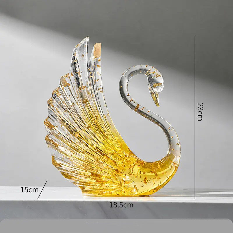 Royal Swan Sculpture - Clear Gold