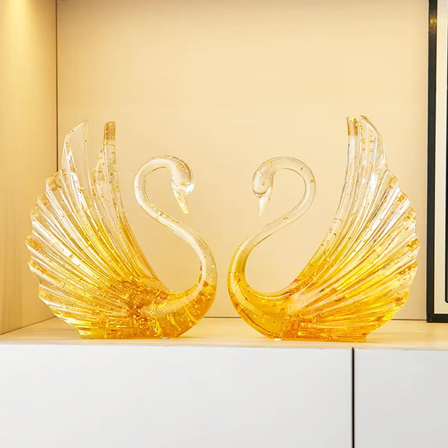 Royal Swan Sculpture - Clear Gold