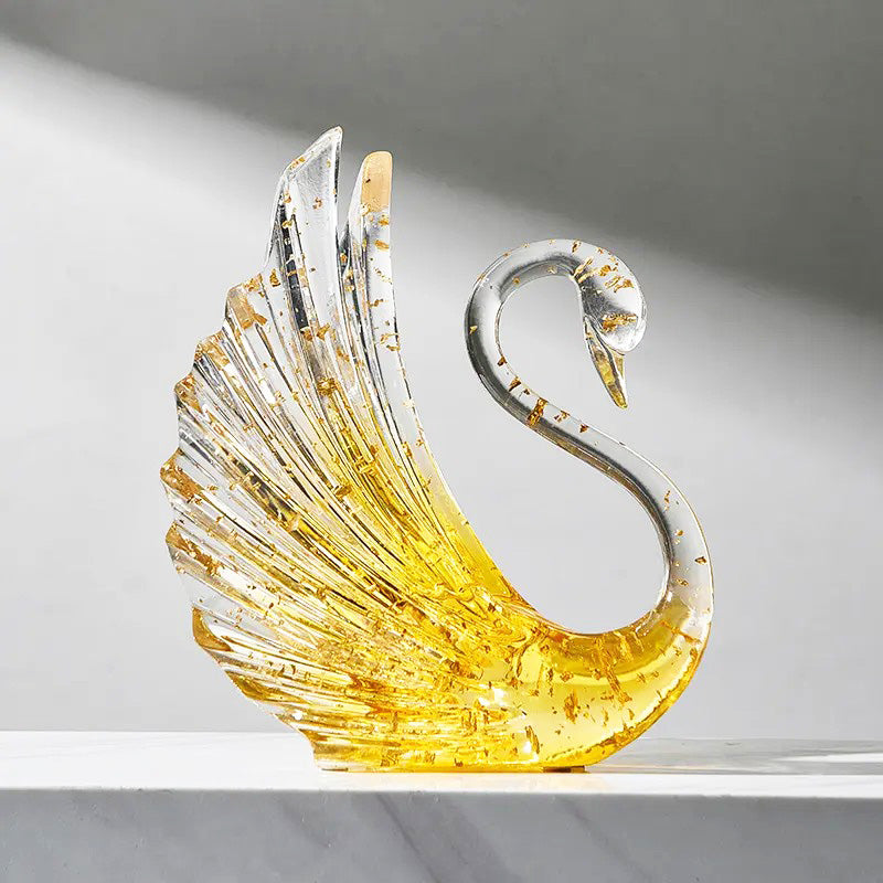Royal Swan Sculpture - Clear Gold