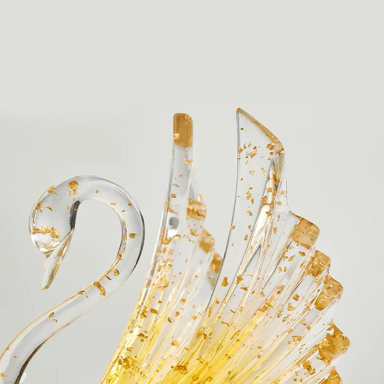 Royal Swan Sculpture - Clear Gold