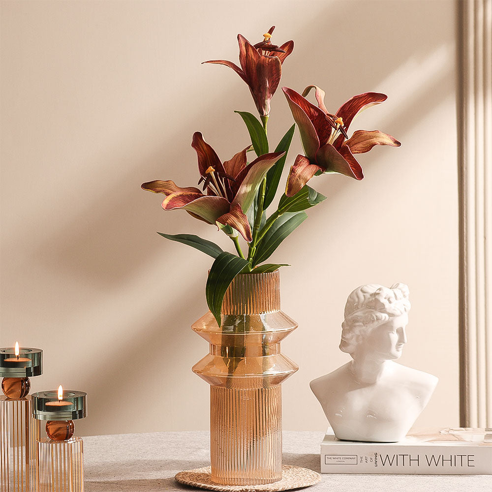 Royal Lily Faux Stem - Burgundy Sunrise