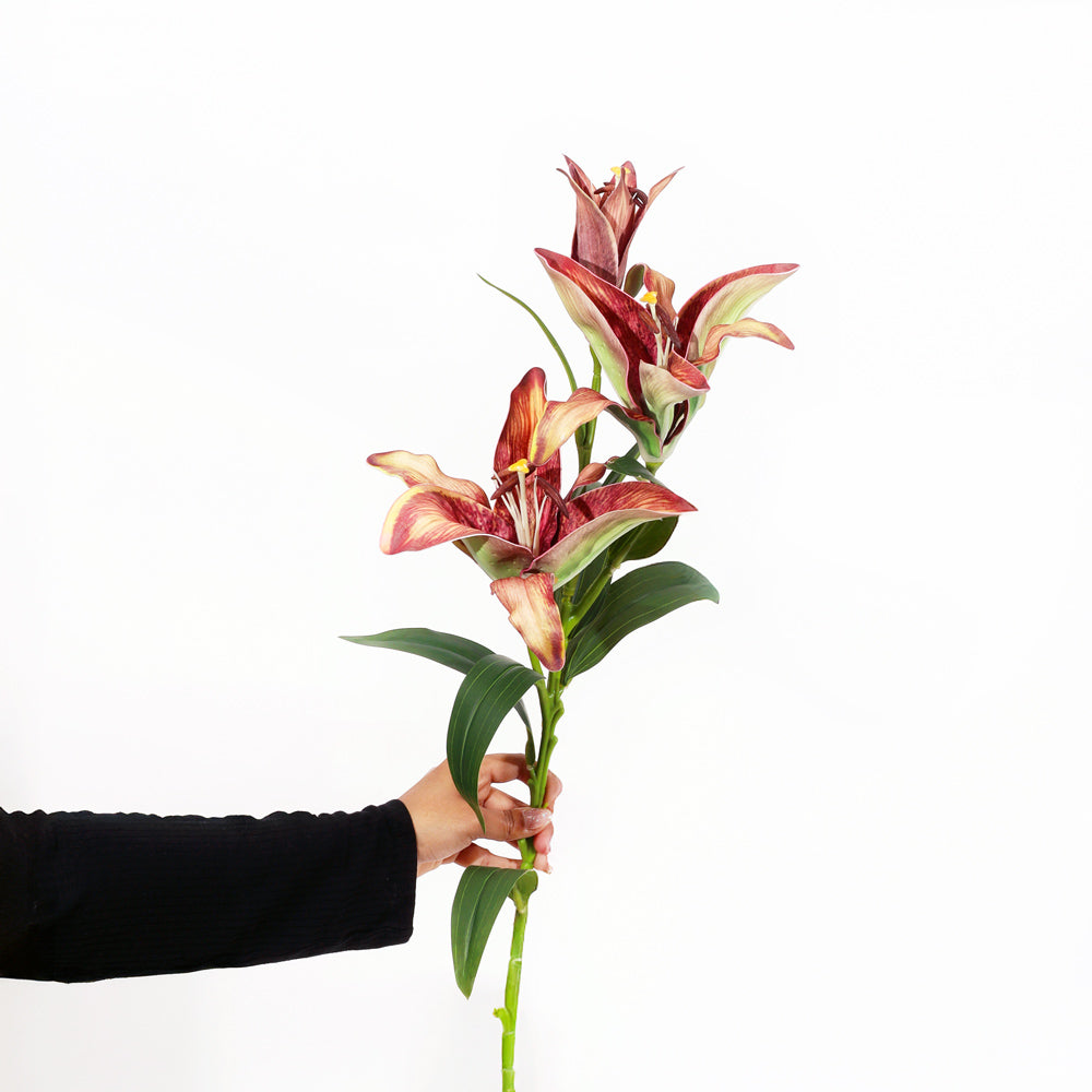 Royal Lily Faux Stem - Burgundy Sunrise