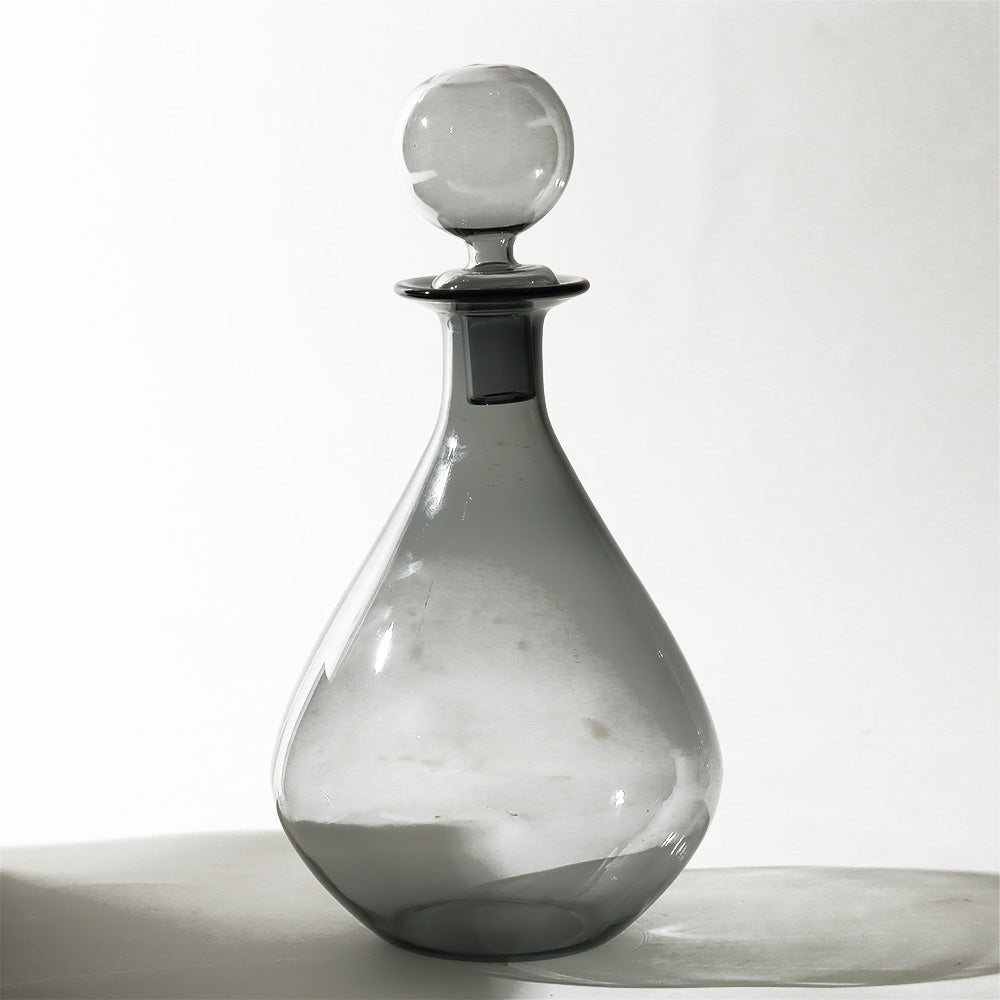 Rune Glass Bottle with Stopper - Smokey Grey