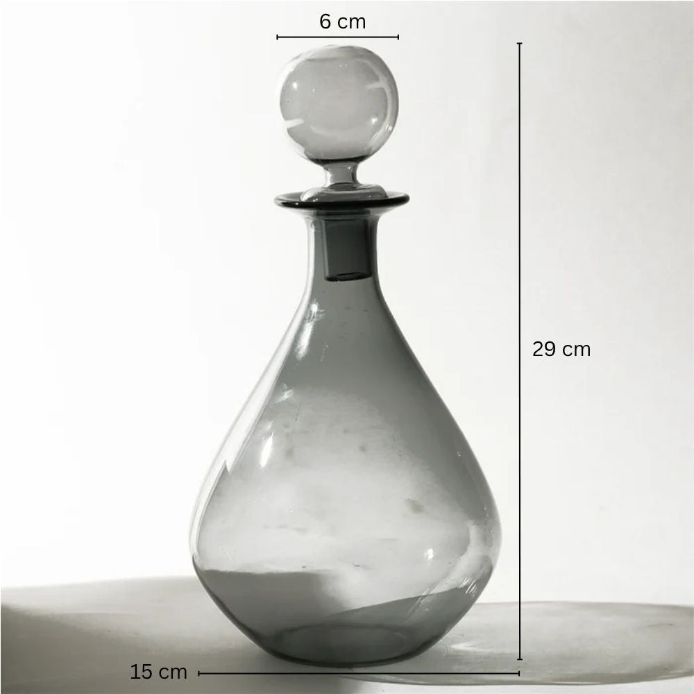 Rune Glass Bottle with Stopper - Smokey Grey