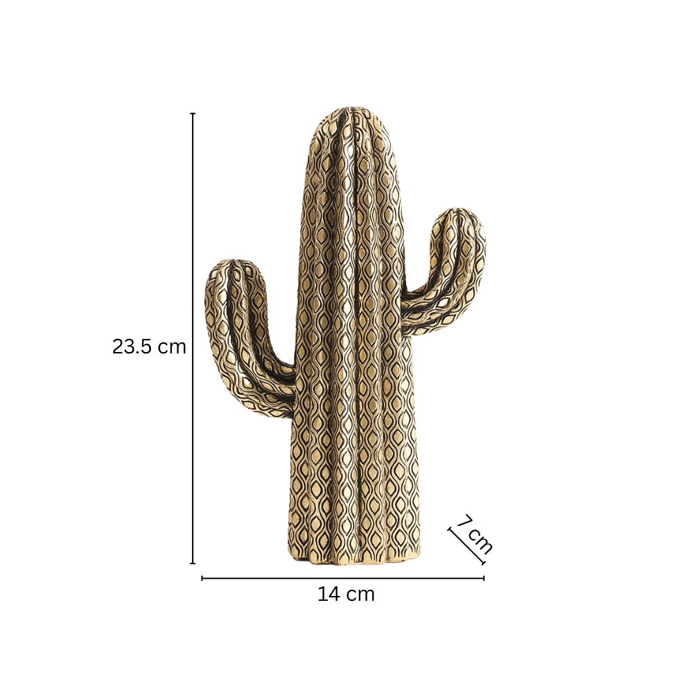 Saguaro Cactus Decorative Sculpture - Black Gold