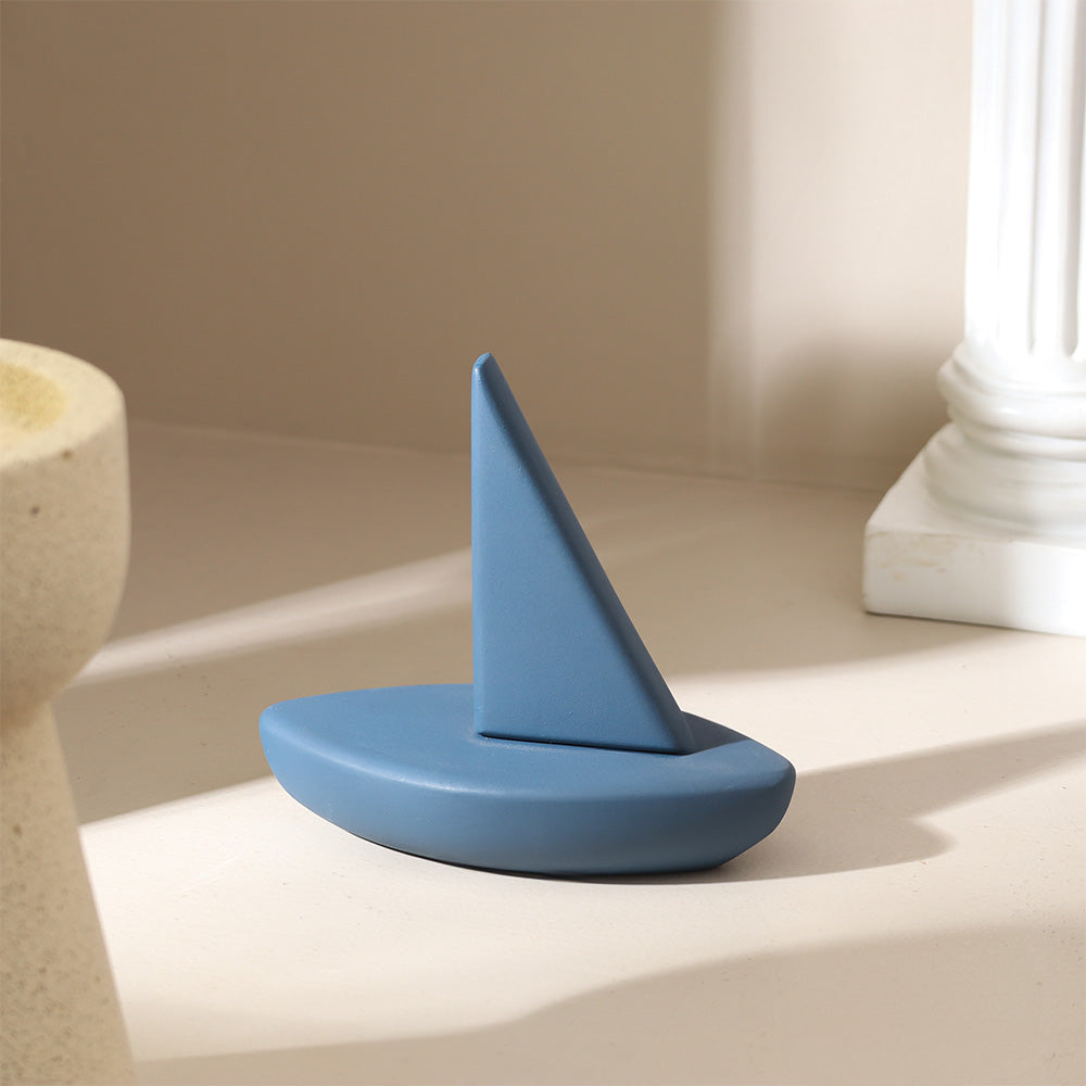 Sailing Ship Concrete Sculpture - Dark Blue