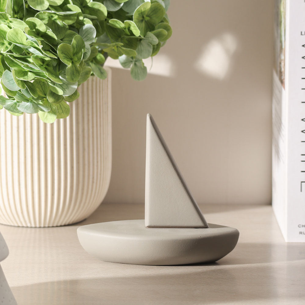 Sailing Ship Concrete Sculpture - Dark Grey