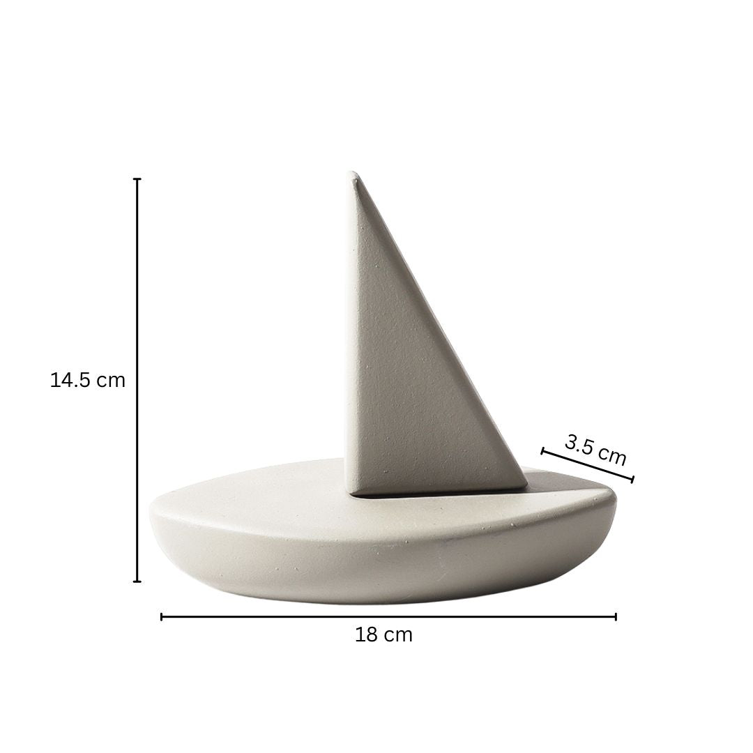 Sailing Ship Concrete Sculpture - Dark Grey