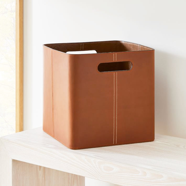 Salle Square Storage Bins, Set of 2 - Auburn