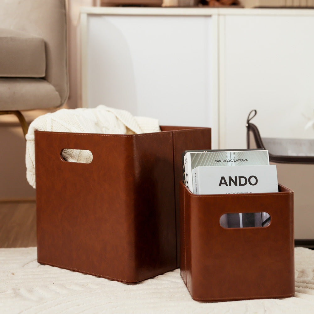 Salle Square Storage Bins, Set of 2 - Auburn