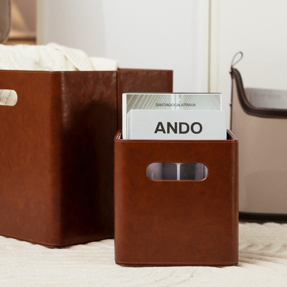 Salle Square Storage Bins, Set of 2 - Auburn