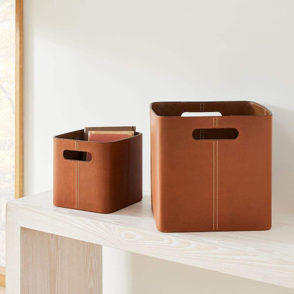 Salle Square Storage Bins, Set of 2 - Auburn