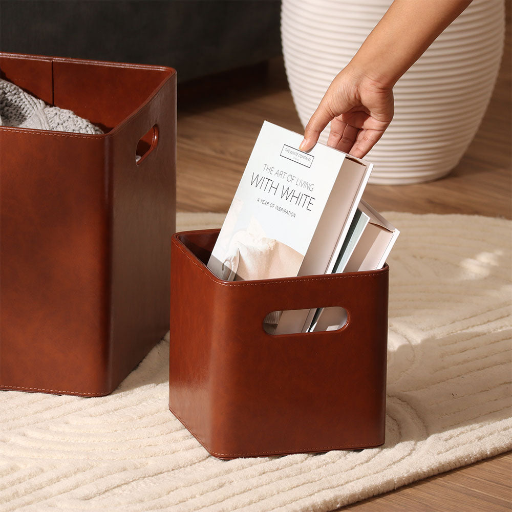 Salle Square Storage Bins, Set of 2 - Auburn