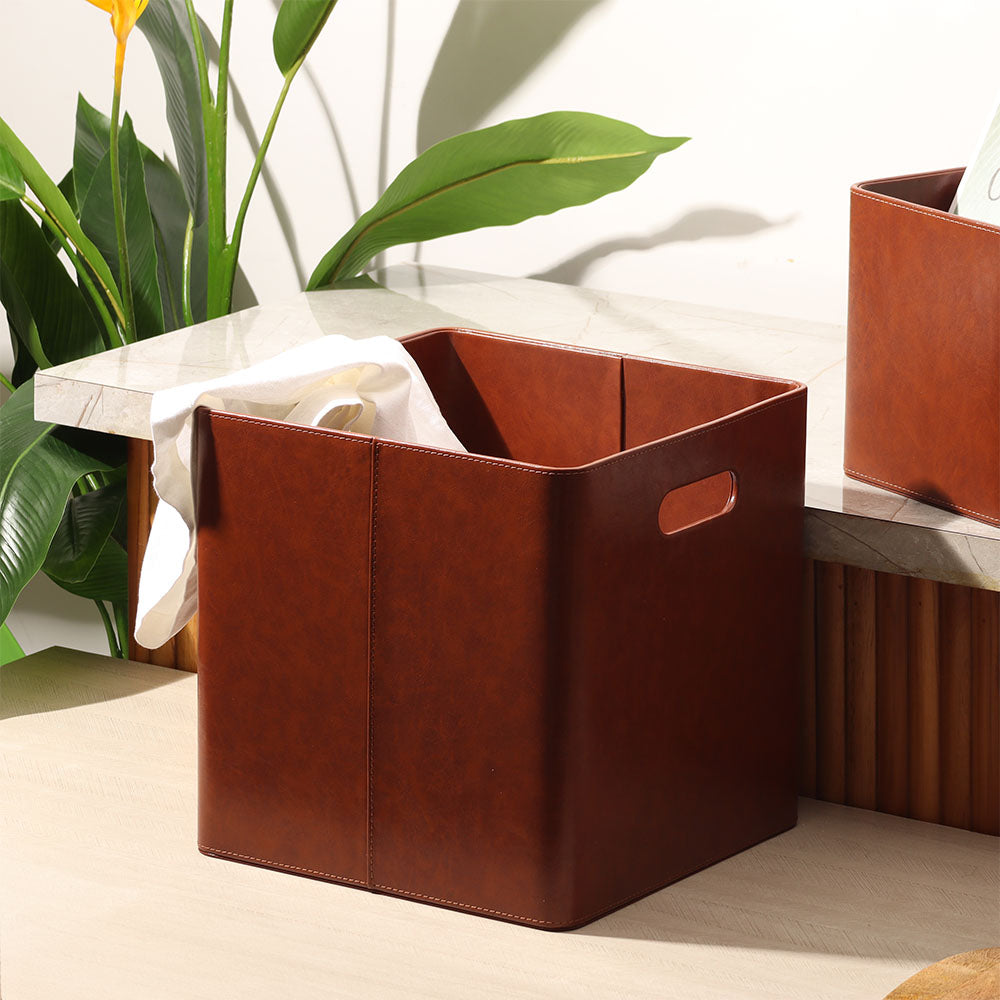 Salle Square Storage Bins, Set of 2 - Auburn