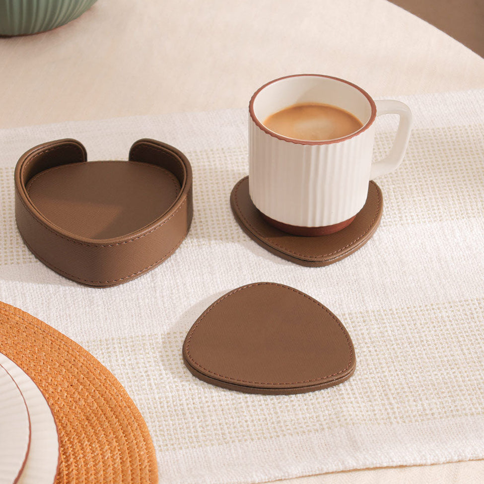 Saloon Drop Coasters, Set of 6 - Brown