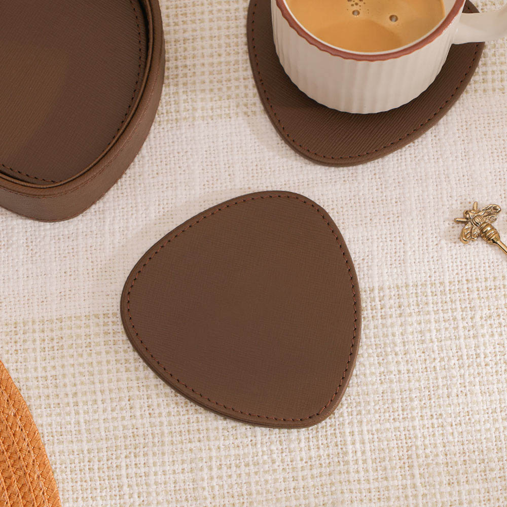 Saloon Drop Coasters, Set of 6 - Brown