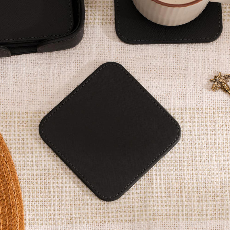 Saloon Sqround Coasters, Set of 6 - Black